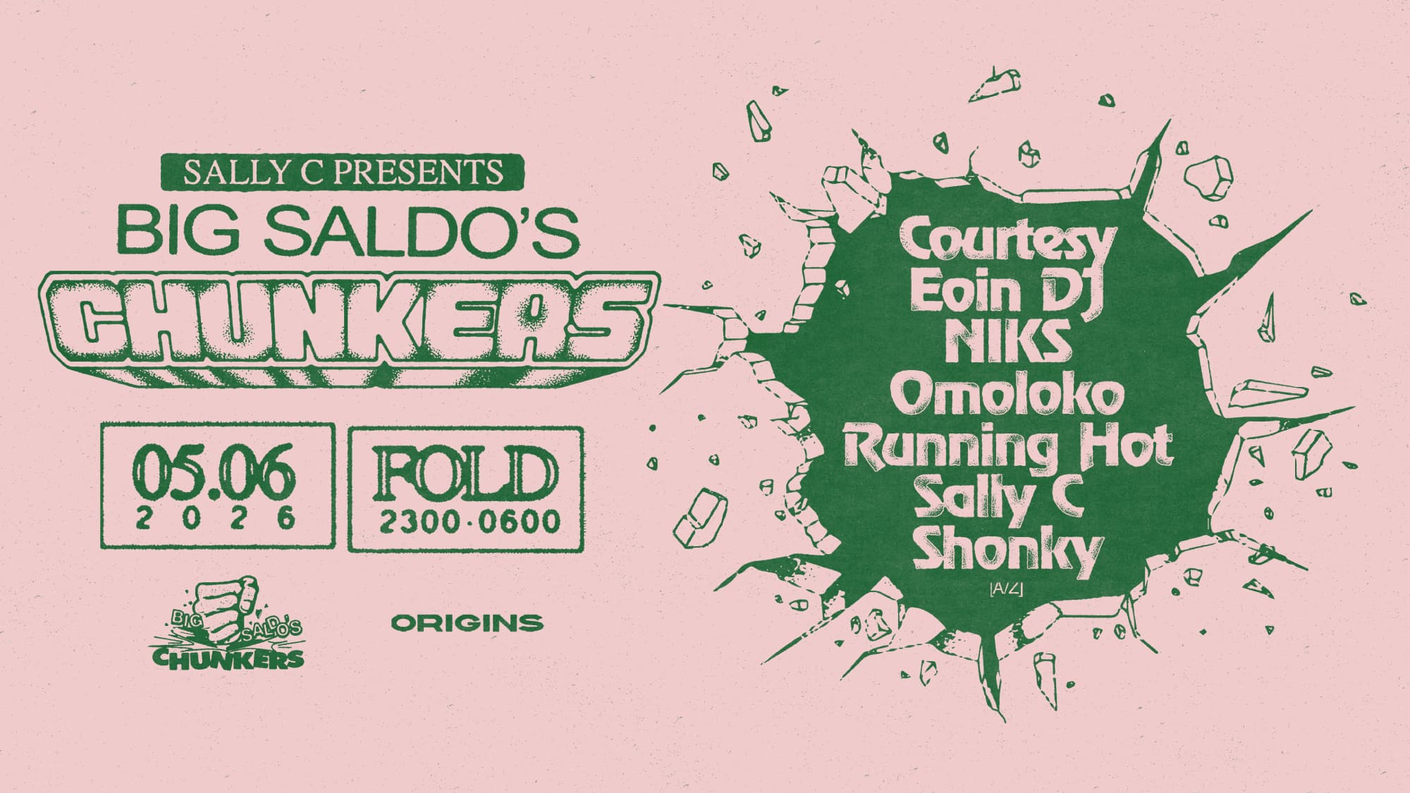 Origins x Big Saldo's Chunkers: Sally C, Courtesy, Shonky, NIKS & More