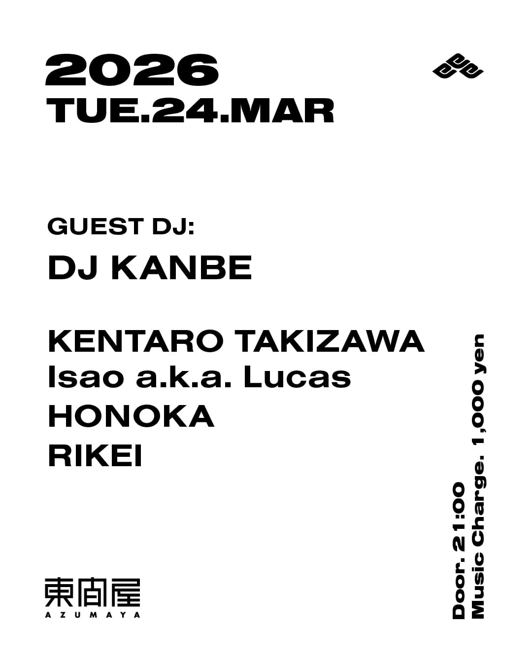 DJ KANBE / Kentaro Takizawa / Isao a.k.a. Lucas / HONOKA / RIKEI