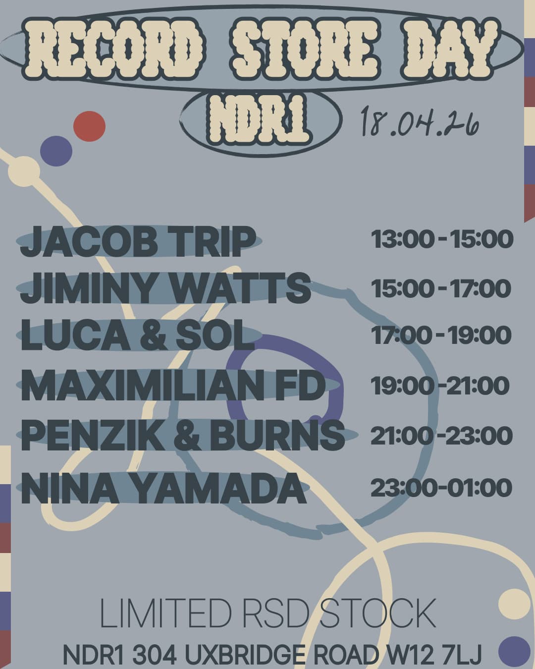 RSD W/ Nina Yamada, Penzik & Burns, Luca & Sol, Maximilian FD, Jiminy Watts, Jacob Trip
