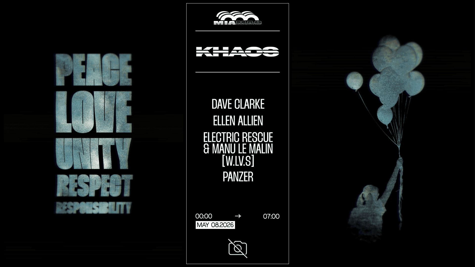 KHAOS: Electric Rescue & Manu Le Malin, Dave Clarke & Ellen Allien