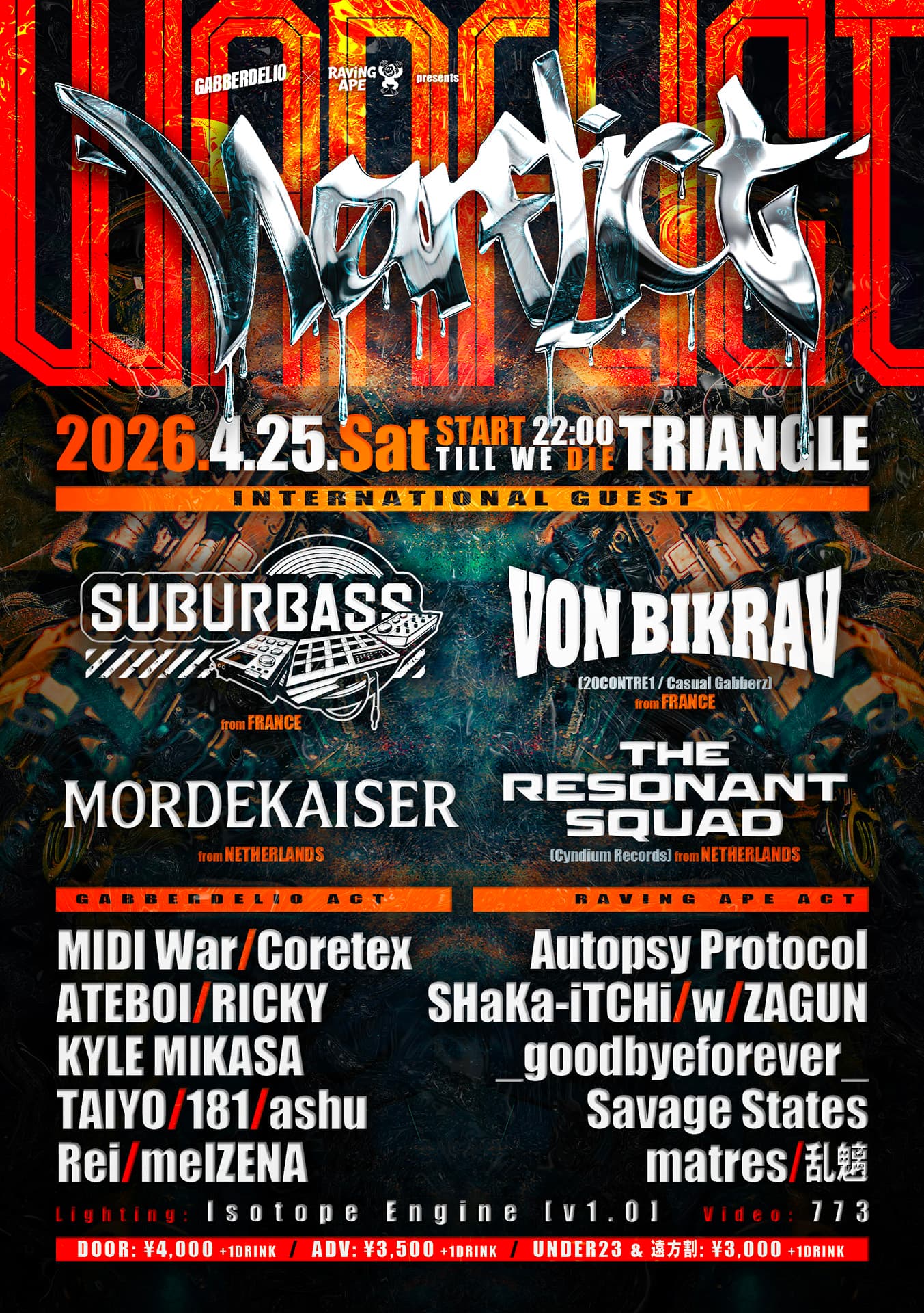 GABBERDELIO x RAVING APE presents WARFLICT