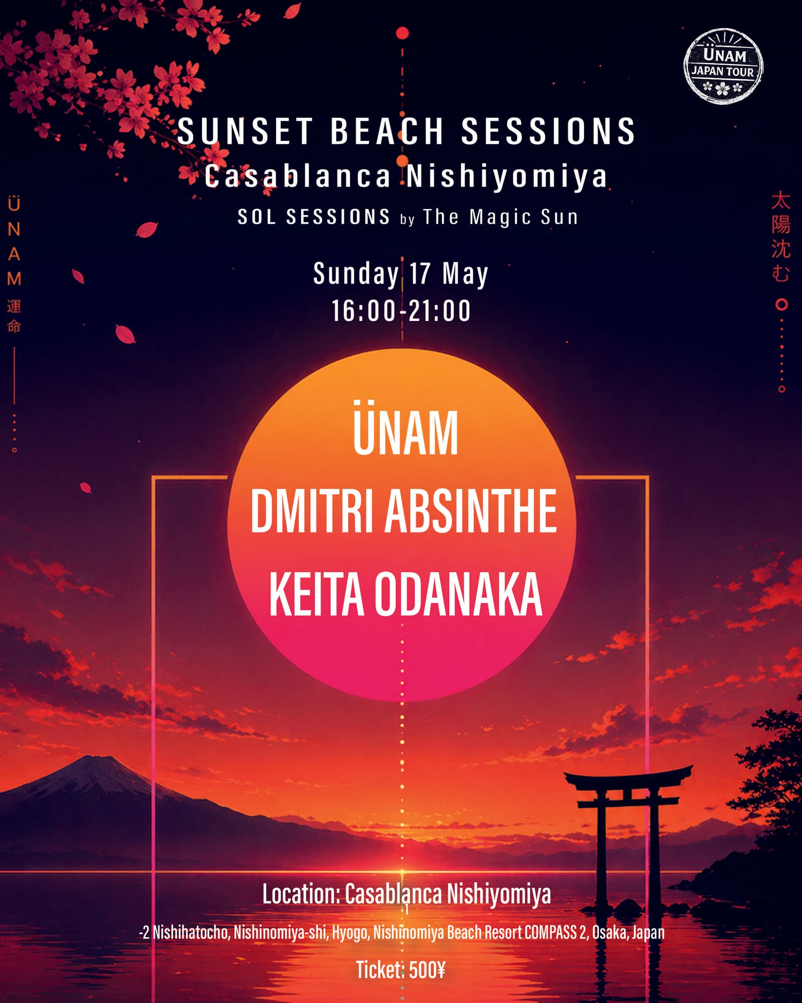 Sunset Beach Sessions x SOL SESSIONS by The Magic Sun at Casablanca Nishiyomiya (OSAKA, JAPAN)